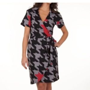 Tracy Negoshian Jane Houndstooth Pop Wrap Dress